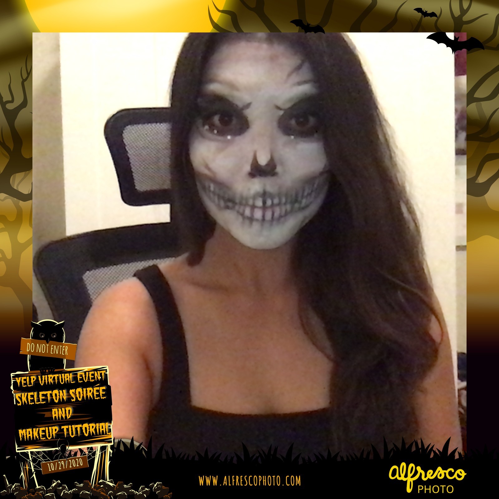 Yelp Skeleton Makeup Tutorial | View more photos from the event at events.alfrescophoto.com/u/AlfrescoPhoto/Yelp-Skeleton-Makeup-Tutorial